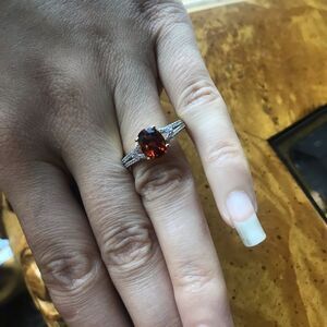 Natural Brazilian Cherry Citrine Sterling Silver Yellow Gold Vermeil Ring Size 9